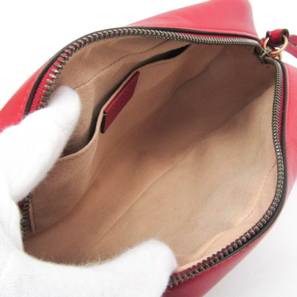 GUCCI Authentic Red Leather GG Marmont Shoulder Bag main image 2
